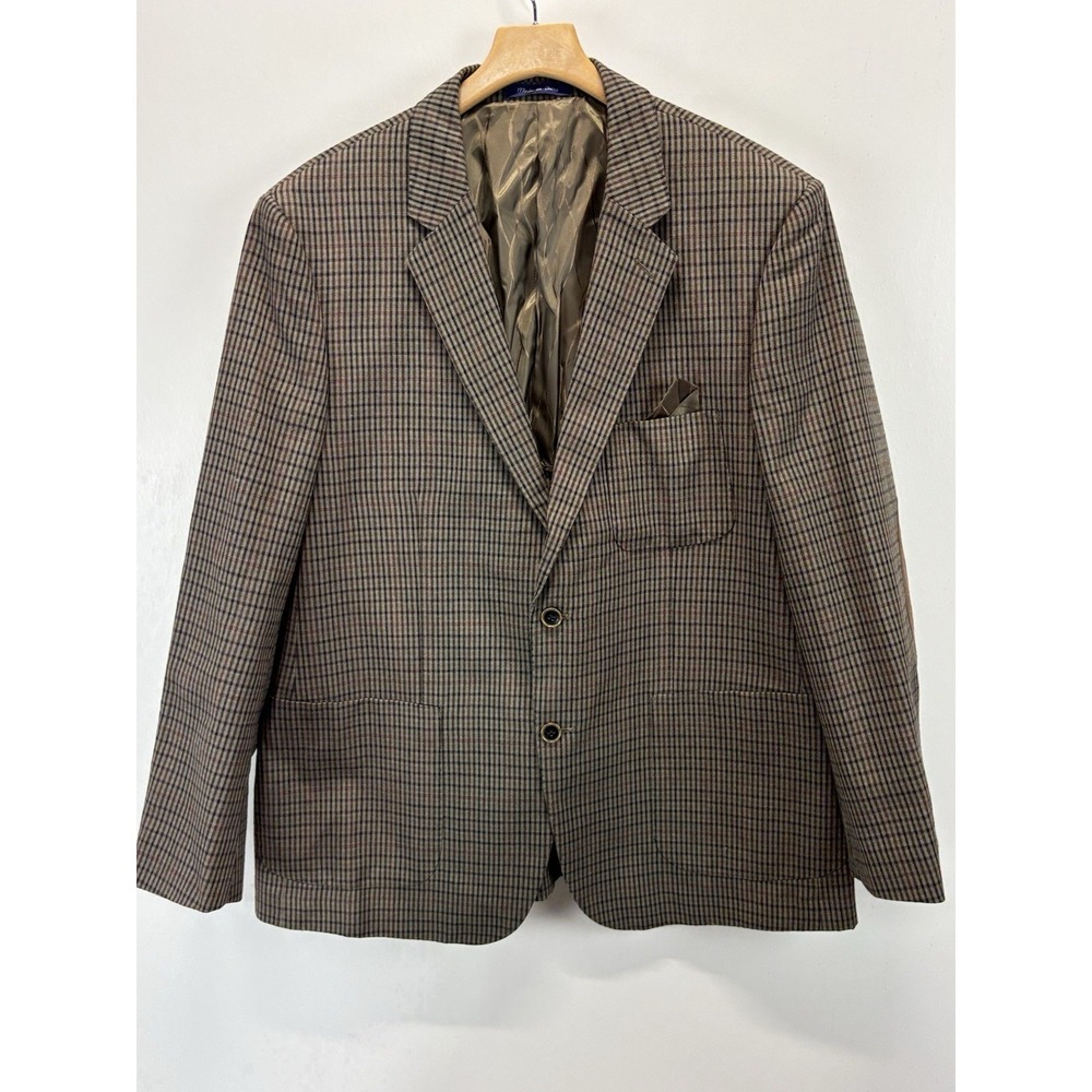 Alan Flusser Plaid Blazer Sport Coat Men's XL Elbow Patches